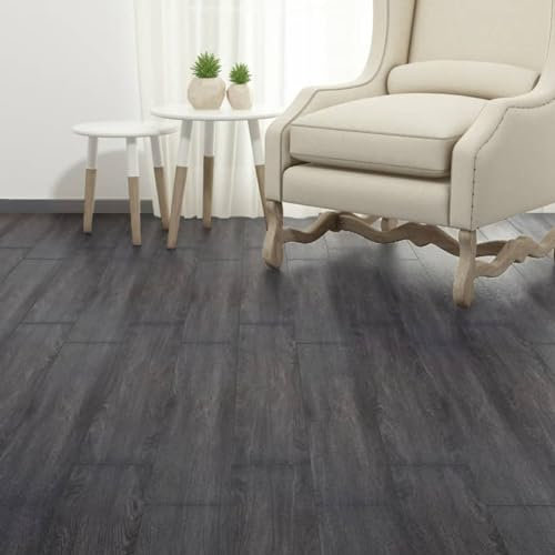 Chaduof Lames stratifiées en PVC autocollantes pour carrelage, sol stratifié, mur arrière de cuisine, revêtement de sol, revêtement mural, panneaux de plafond, 5,02 m², 2 mm, noir et blanc