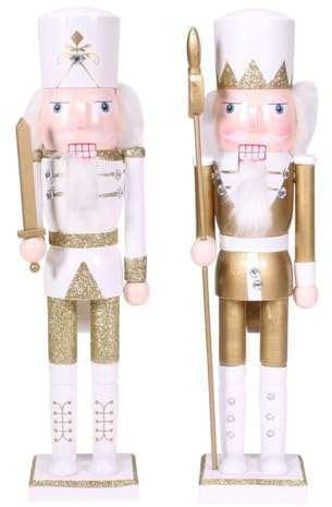 Lot de 2 Casse-Noisettes Noël Blanc & Doré