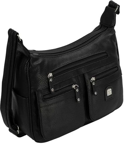 EAAKIE Damen Tasche, Schultertasche, Handtasche, Umhängetasche mit Leder Optik und vielen Fächern