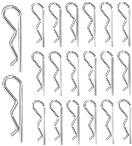 sourcing map 20 Stück Anhängerkupplungsstift-Clips, 2 mm x 40 mm, R-Clips, 304 Edelstahl, Haltedraht, Haarnadeln, Splint-Sortiment, Kit Clips für Anhänger, Traktoren, Rasenmäher, LKW, Pin-Clip, Silber