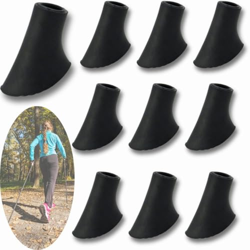 Mavendo 10 Stück Nordic Walking Stöcke Gummipuffer für alle gängigen Nordic Walking Wanderstöcke - Nordic Walking Pads Asphalt schnell - Universal für Nordic Walking Stock mit Durchmesser von 10-11mm
