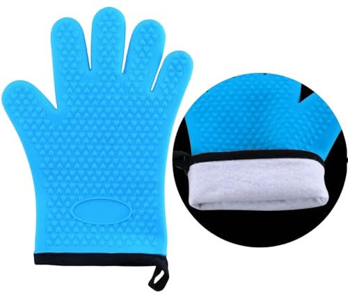 XINYUEST maniques Cuisine Nouveaux Gants en De Four À Fourgon Anti-Scald Anti-Slip BBQ Pot Pot-bleu-1pcs