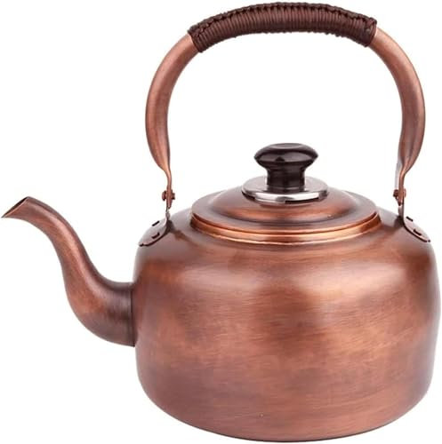 Generisch Retro Teekessel,Wasserkocher,Wasserkessel Induktion Flötenkessel Vintage Kupfer Teekessel,Pfeifender Teekessel Heavy Gauge Dicker Kupferkessel Geeignet Induktionsherd Gasherd (3L)