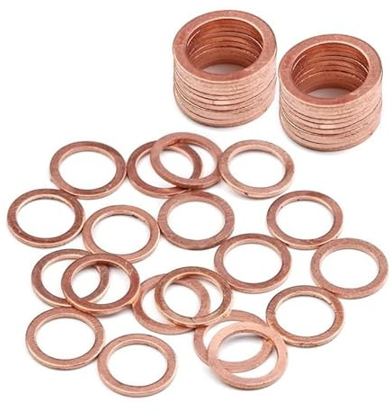Juego de arandelas de cobre, junta de anillo plano, tapón de cárter, sello de aceite, kit de juntas tóricas M5-M24, arandelas for barcos, motocicletas y accesorios.(19X26X2mm,20PCS)