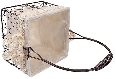 ibasenice Panier De Fleurs Rétro Portable pour Mariage Fête avec Dentelle Panier De Fleurs Rétro