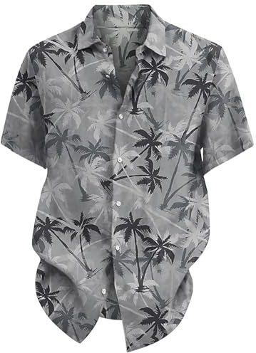Chemise hawaïenne pour homme 4XL - Noir - Coupe ajustée - Chemise de loisirs imprimée - Chemise d'extérieur - Chemise de plage - Chemise créative - Respirant - Vintage - Chemise d'été légère à revers