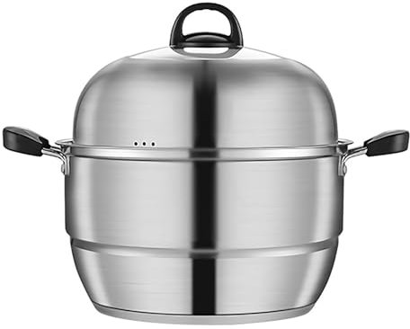 Vaporiera, vaporiera/pentola in Acciaio Inossidabile 304 a 2 Strati, Grande, Adatta per fornelli a induzione e fornelli a Gas (28 cm) (Un Colore, 32 cm)