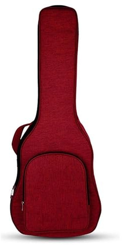 Ukulele gig väska Elgitarrväska 40/41 tum 20 mm tjock vadderad vattentät väska med ficka justerbar axelrem halsskydd flerfärgad(Dark Red)