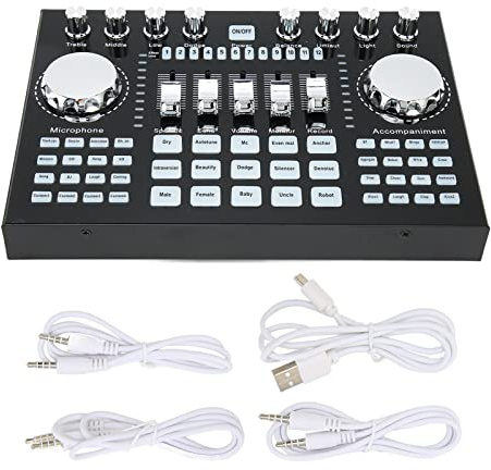 Mixer audio live con grande manopola e fader – effetti sonori multipli luci luminose Bluetooth 5 0 riduzione rumore monitoraggio in tempo reale compatibile PC tablet smartphone