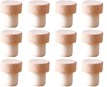 TMTGTS Flaschenverschluss 12 Stück 18mm Holz Korkstopfen Weinverschluss weinstopfen Weinflaschenverschluss Weinflaschenverschluss flaschenstopfen Flaschenkorken für Weinflaschen Glasflaschen