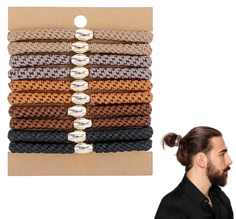10er Set Herren Haargummi, Haargummi Herren Reißfestes Nylon mit 4-Wege-Stretch für Starke Elastizität, Rutschfester Halt für Sport & Alltag Auch als Armband Tragbar (Fünf Farben)
