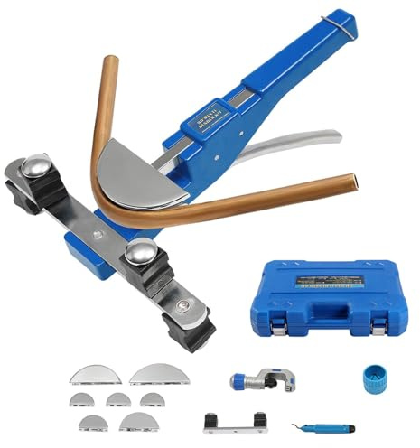 Manual Tube Bender and Cutter Kit with Deburrer, Multiple Dies, and Carry Case for Efficient HVAC and Plumbing Work