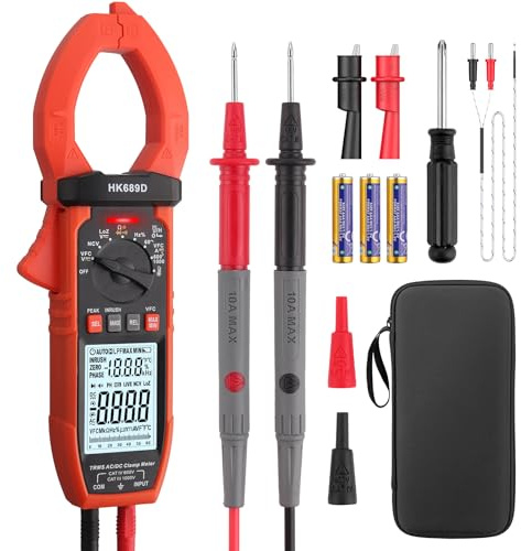 Proster Pinza Amperometrica Digitale TRMS 1000A AC DC Multimetro Display 6000 Counts Misurazione Corrente Inrush VFC LoZ Funzione NCV Temperatura Capacità Resistenza Frequenza per Elettricisti