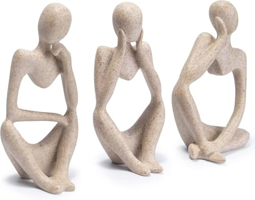 Home Decor Thinker Statue Ornaments Gold Decor Abstract Art Sculpture, Golden Resin Collectible Figurines For Home Living Room Bathroom Decorative Home Accessories (A-Sandstone)