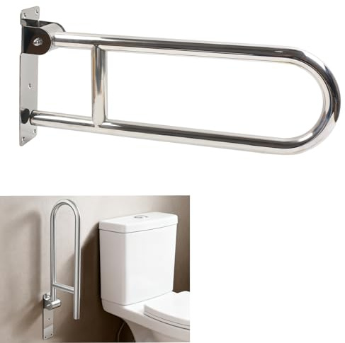 YedZen Behinderten WC Haltegriff, 60cm Edelstahl Klappbar Haltegriff für Senioren von 200kg, Rutschfest Stützgriff Toilette, Aufstehhilfe Toilette, WC Haltegriff Wandstützgriff, Tragfähigkeit