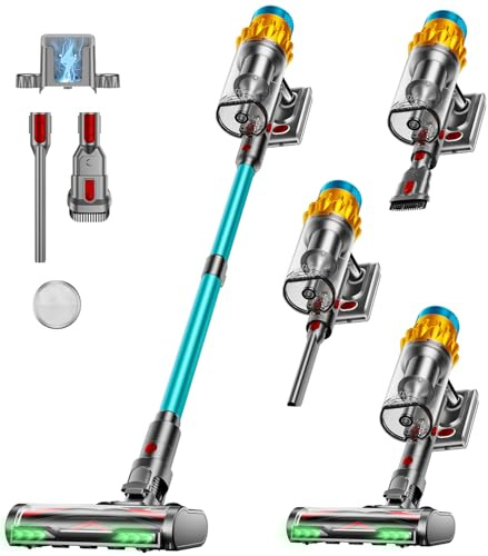 AIDTIPS Aspiradora Sin Cable, 600W/50KPA/70Mins Escoba Aspiradora Sin Cable con Autoportante, Aspirador de Polvo sin Contacto de 1,8L, Cepillo Antienredos con Luz Verde(Verde)