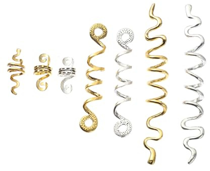 Homoyoyo 16stücke Goldene Haarspiralen für Zöpfe Flechtfrisuren Accessoires Haarperlen aus Zinklegierung Leicht Anzuwenden Robust und Sicher