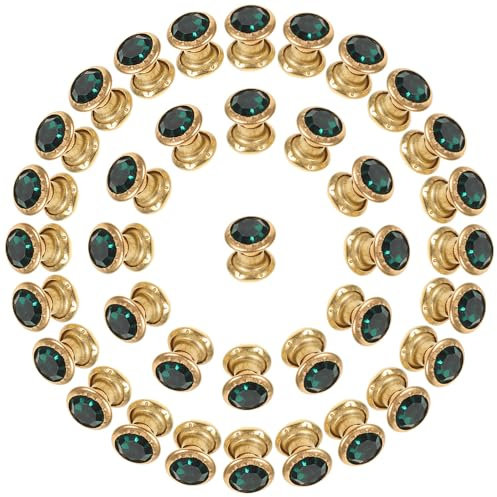 Cabilock 200 juegos Remaches de Cristal Tachuelas Rápidas para Cuero DIY Decoración de Ropa y Bolsos Dorado Resistente Manualidades