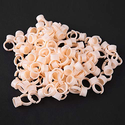 Naroote Porte-pigments Jetables, 100 Pièces, Anneau de Tatouage pour Colle D'Extension de Cils, Gobelet D'encre Semi-permanent en Plastique pour Maquilleur Professionnel, Options de Taille S/M/L