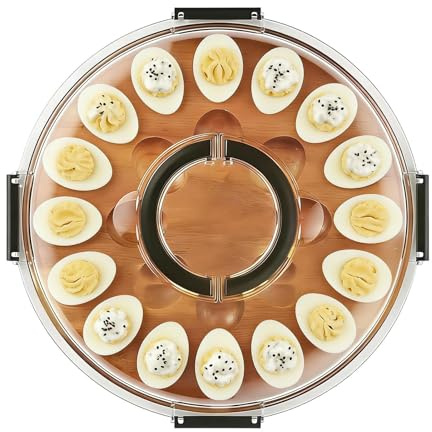 Genérico Bandeja para Huevos Rellenos | Bandeja con 24 Ranuras Y Tapa - Plato para Huevos - para Cena De Pascua Y Acción De Gracias Celebraciones Buffet Y Aperitivos En Casa
