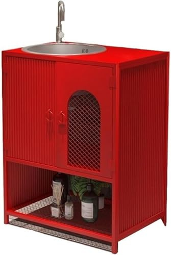 Mueble de tocador con pedestal de baño, lavabo independiente de acero inoxidable, armario de pie de estilo industrial para cocina y bar