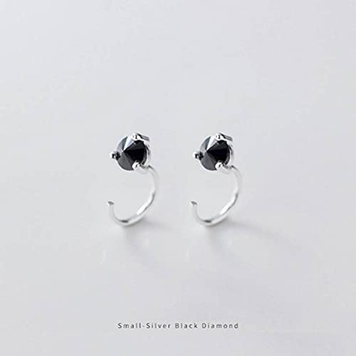 HHRLCHX Personliga örhängen, S925 örhängen, damer mode retro geometrisk triangel singel diamantörhängen Ben studs svarta diamantörhängen svart diamant, liten