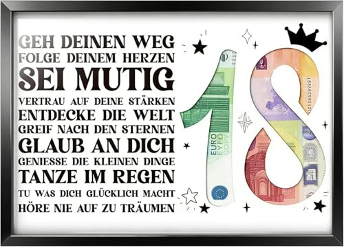 Crunier Bilderrahmen Geldgeschenk 18.Geburtstag,Geldgeschenk Bilderrahmen | Geldgeschenk 18. Geburtstag Bilderrahmen, Geldgeschenke 18.Geburtstag, 18.Geburtstag Geschenk Junge Mädchen