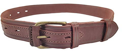 VlaMiTex Gürtel Echt Leder 4 cm Rot-Braun (G6, Size 4 Taille 115-130)