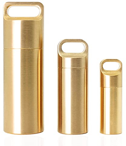 PPFISH 3 Air-Tight EDC Accessory Case, Pill Fob Capsule Keychain, Waterproof Match Case Battery Holder, Outdoor Survival Storage Metal Container Dry Box