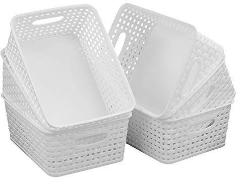 Innouse Plastic Storage Basket for Cupboards, White Small Basket, Set of 6