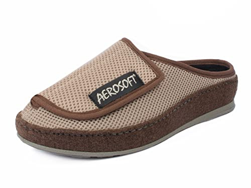Aerosoft Pantofole 6032-4P Donna Uomo Antiscivolo Chiusura a strappo (taupe, 36)