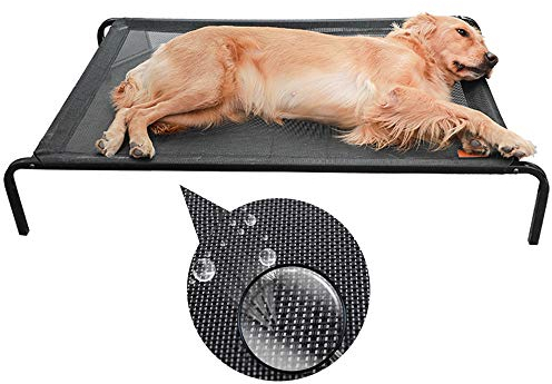 PJDDP Erhöhte Hundebett, Hundeliege Outdoor Für Klein, Mittelgroße, Grosse Hunde, Hundebett Metall Sommer,Hundeliege Garten, Haustier Liegeplatz Draußen,Aus Waschbar & Dauerhaft Textilene Netzstoff,L