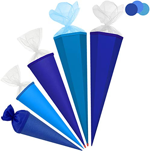 Schultüte - Rohling - dunkel BLAU - kräftiges königsblau - 70 cm - rund - Filzabschluß - mit/ohne Kunststoff Spitze - Zuckertüte - Ursus - Jungen Mädchen - ..