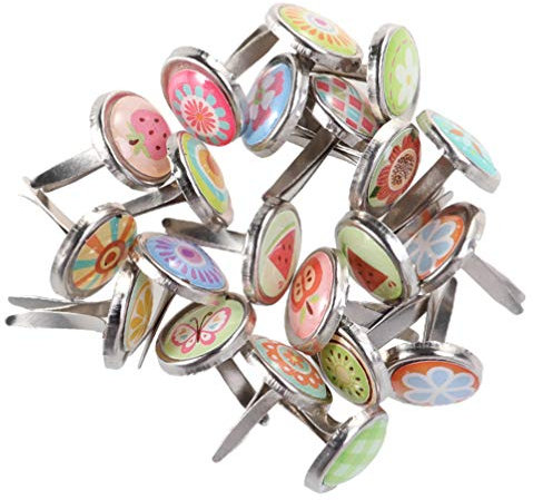 HEALLILY 100st Zweibeinige Epoxidnägel Dekorativ Handwerk Brads Papiernadelverschluss Bunte Brads Kupfer Brads Messing Brads Scrapbooking Brads Nagel Aus Metall Legierung Kind Flechten