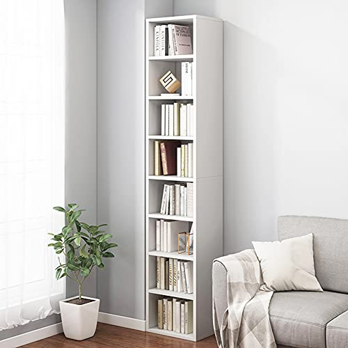 IOTXY Small Narrow Corner Bookcase - 71 Tall Gap Storage Cabinet, White