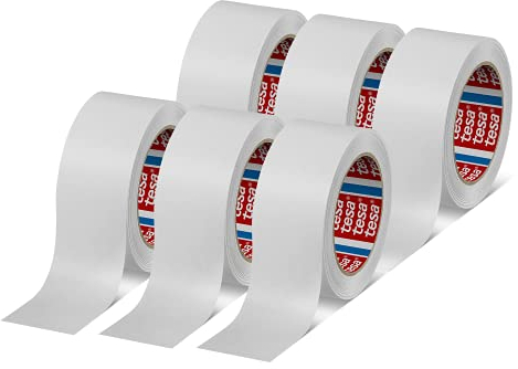 tesapack 4313 Papier Paketband im 6er Pack - Klebeband zum Verpacken von Paketen und Kartons - weiß - 6 Rollen je 50 m x 50 mm