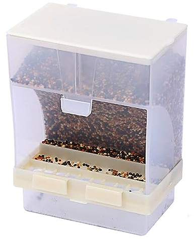 KOMUNJ Automatischer Futterspender für Vögel, futterspender wellensittich, nymphensittich futterspender, für Wellensittiche, Kanarienvögel, Nymphensittiche, Finken, Sittiche, Samen, Haken