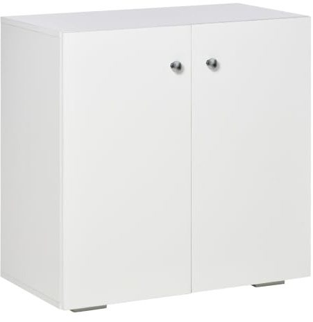 HOMCOM Aufbewahrungsschrank Mehrzweckschrank Kleiderschrank Wäscheschrank Kommode mit Fächer Türen Spanplatte Weiß 70 x 39 x 70 cm