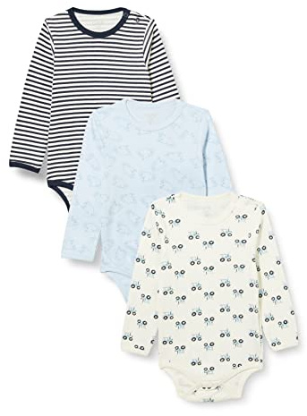 Care unisex babybody, långärmad i 100 % bomull (3-pack och 6-pack), Yttre utrymme (718), 0 Månad