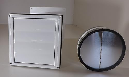 VentilationNord Mauerkasten 150 mit Rückstauklappe für Dunstabzug | Edelstahl-Wetterschutz-Lüftungsgitter mit Wandabdichtung | Teleskoprohr Ø 150