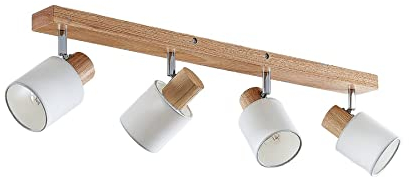 Ceiling Light 'Wanessa' dimmable (Modern) in Brown Made of Wood for e.g. Living Room & Dining Room (4 Light Sources, E14) from Lindby | floodlight, Spotlight