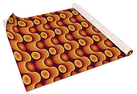 Coloray Klebefolie Möbel Matt Folie Selbstklebende 100x50 cm auf der Kommode Dekofolie Aufkleber auf den Schränken - Retro-Muster der 70er Jahre