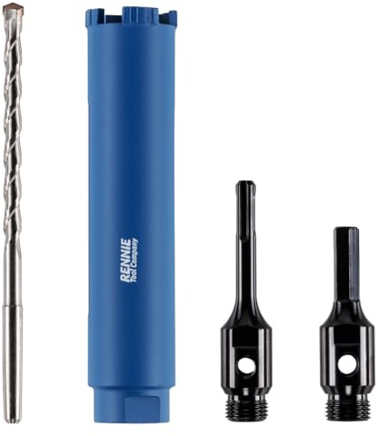 38mm x 150mm Long Diamond Core Drill Bit Set With Hex + SDS Adapter | For Concrete Masonry Brick Block Stone Granite. Includes SDS Adapter, Hex Shank Adapter & Centre Drill Bit / Pilot Drill Bit