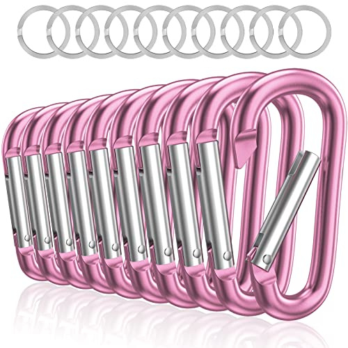 sprookber 3 Aluminum Carabiner D Ring, Keychain Spring Snap Hooks 10 Pack