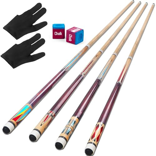 AKLOT Pool Queue, Pool Queues Satz von 4 Pool 58 Queue Sticks Pool Cue Erwachsene Kanadischer Ahornholz Pool Cues für Professionelle Billardspieler