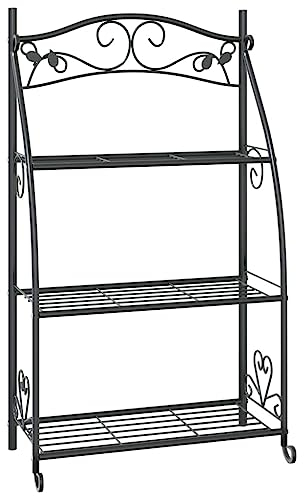 vidaXL Étagère à fleurs Noir 56x30x96 cm Acier, support de plantes, étagère pour plantes, support de fleurs, étagère en échelle, support de pots