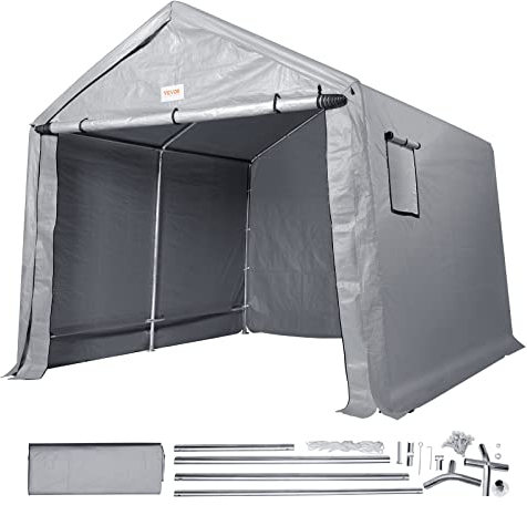 VEVOR Portable Shed Outdoor Storage Shelter, 10 x 10 x 8.5 ft Heavy Duty All-Season Instant Storage Tent Tarp Sheds with Roll-up Zipper Door and Ventilated Windows For Motorcycle, Bike, Garden Tools