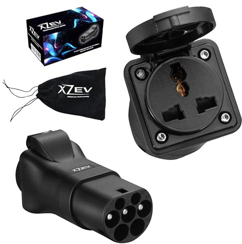 xZEV Adapter Type 2 to Schuko and Universal Plug – Electric Vehicle Adapter for Charging Car Motorcycle and Scooter – Single Phase 16A (3.6 kW) - IP46 - TUV - CE - IEC 62196-2