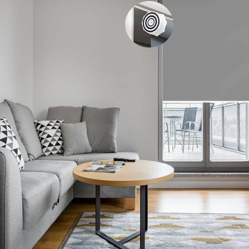 Thermorollo Ohne Bohren Klemmfix 100 x 60 cm Sichtschutz, Lichtschutz, verdunkelungsvorhang Flexibler Seitenzug Easyfix für Türen und Fenster, Hellgrau