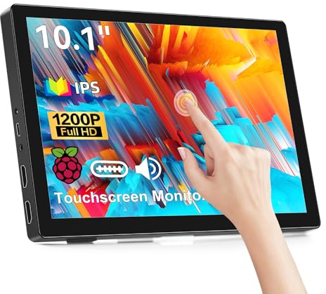 Pisichen Moniteur Portable écran Tactile, 10,1 Pouces Moniteur Portable écran Tactile Full HD 1920x1200 IPS, HDMI USBC Moniteur Externe pour PC Portable Ordinateur PS3 PS4 Ras Pi